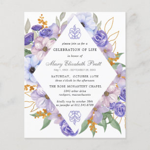 Flyer PAPEL Purple Floral Funeral Convite