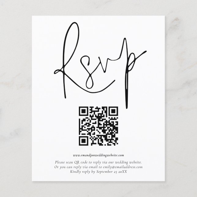 Flyer PAPEL | RSVP de Casamento de Script de Código QR (Frente)
