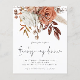 Flyer PAPEL Rustic Fall Florals Ação de Graças Convite