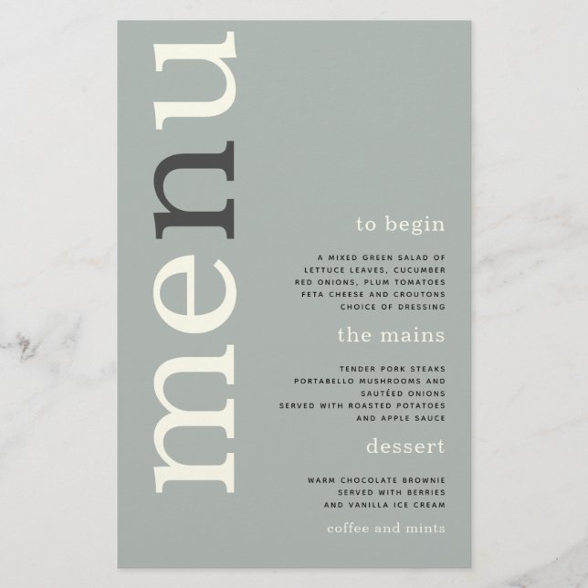 Flyer PAPEL | Simple Sage Ivory Typografia WedMenu (Frente)