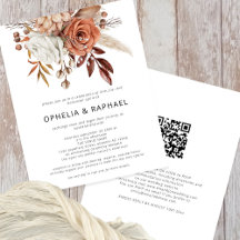 PAPEL Terracotta Florals QR Code Bohemian Wedding