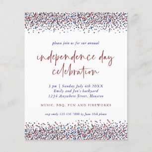 Flyer PAPEL Vermelho Azul Azul 4 de julho Dia de Indepen