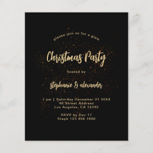 Flyer PAPER Classy Gold Black Christmas Party Invite