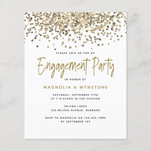 Flyer PAPER Gold Glitter Engagement Party Invitation