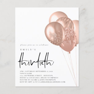 Flyer PAPER Rose Gold Balloons QR Code 30th Party