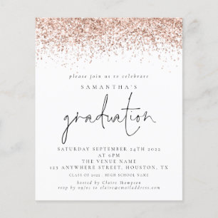 Flyer PAPER Rose Gold Glitter Graduation Invite