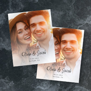 Flyer PAPER Simple Script Photo Weding the Date (Casamen