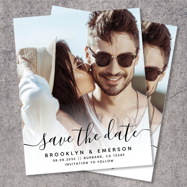 Flyer PAPER Simple Script Photo Weding the Date (Casamen (Criador carregado)