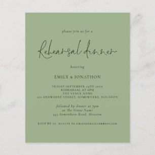 Flyer PAPER Wedding Rehearsal Dinner Sage Green Invite