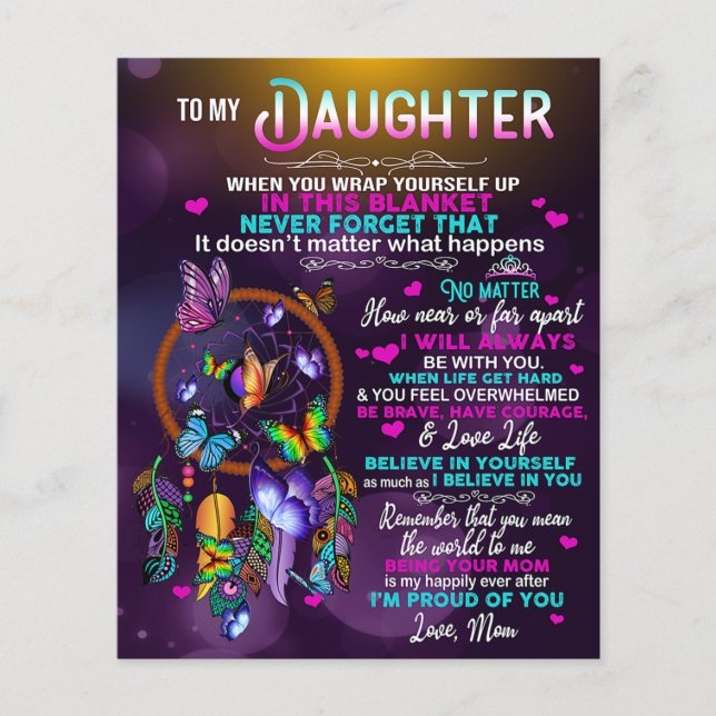 Flyer Para Minha Filha Borboletas Presente, Filha Aniver (Frente)