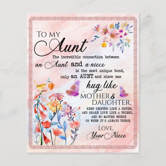 Flyer Para Minha Tia Presente, Borboleta Presente Da sob (Frente)