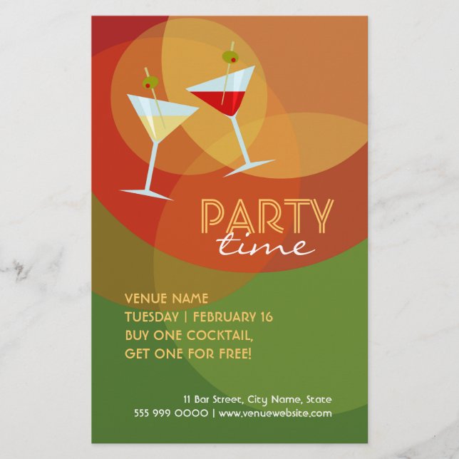 Flyer Partido bar Pub Club Cocktail Drinks (Frente)