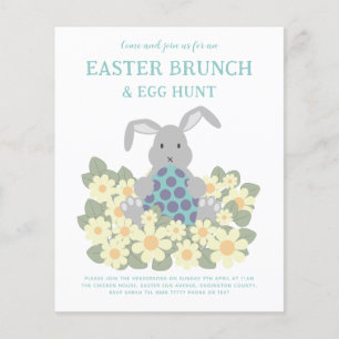 Flyer Páscoa Brunch e Ovo Hunt Bunny Floral Orçamento