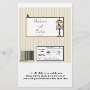 Flyer Pássaros do Amor, Tan/Brown Wedding Candy Wrapper