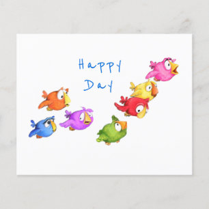 Flyer Pássaros Voadores Felizes Coloridos - Pássaros E