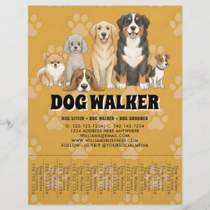 Flyer Passeador de Cães Babá de Animais Promocional Pers