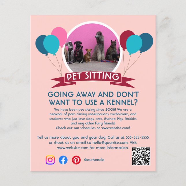 Flyer passeador de cães personalizado serviço de pet sit (Frente)