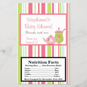 Flyer Pastel do rosa do tea party do envoltório da