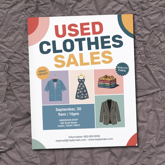 Flyer Pastel Geometric Patterns - Used Clothes Sales (Pastel Geometric Patterns - Used Clothes Sales Flyer)
