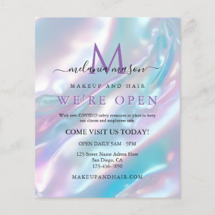 Flyer Pastel Holographic Makeup Artist Grand Abertura