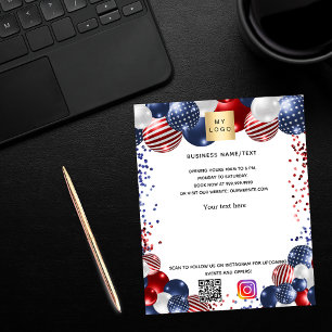 Flyer Patriotic USA business logo qr code instagram