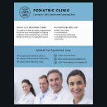 Flyer Pediatric Clinic Doctor Logo Photo QR Blue<br><div class="desc">Professional pediatric clinic flyer with front-side space for logo,  photo,  services,  key information,  and contact details. The back includes a QR code for staying connected along with replaceable social media icons. Ideal for clear,  friendly communication with parents and caregivers. Visit the store for more coordinated business marketing designs.</div>