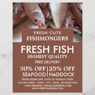 Flyer Peixes, Fishmonger/Esposa, Publicidade No Mercado 