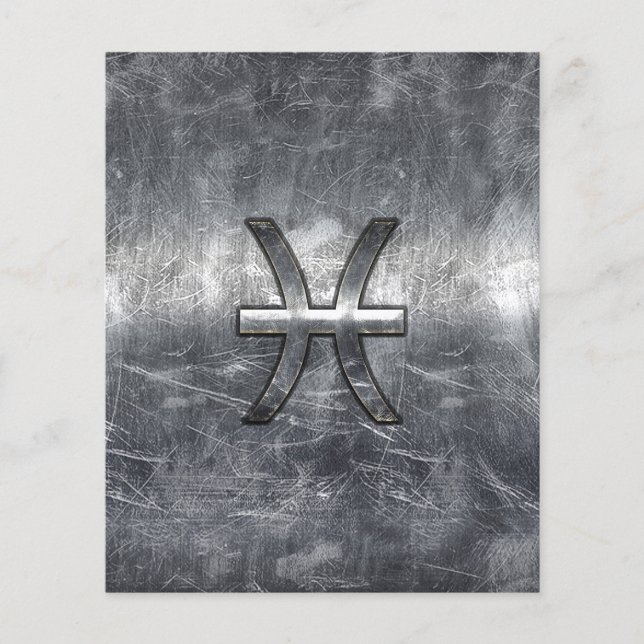 Flyer Peixes Sinal de Zodíaco no estilo de aço grunge im (Frente)