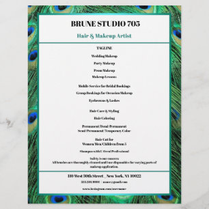 Flyer Penas de Peacock para Makeup & Hair Salon