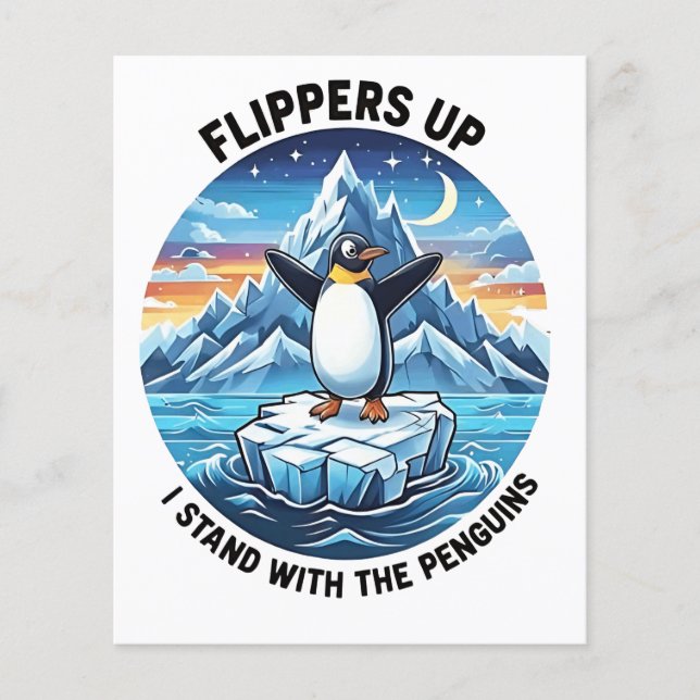Flyer Penguin Engraçado Resiste Protesto Contra Tarrifs (Frente)