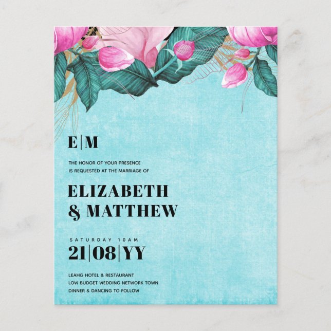 Flyer Pêonias Rosa de Orçamento Casamento All-in-1 (Frente)