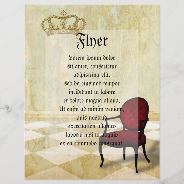 Flyer Pequena Cadeira Real com Coroa (Frente)