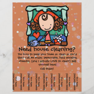 Flyer Pequena Garota promove seu negócio de limpeza de c