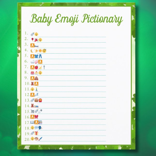 Flyer Pequeno Sorteado Emoji de Bebê Trevo Pictionary  (Criador carregado)