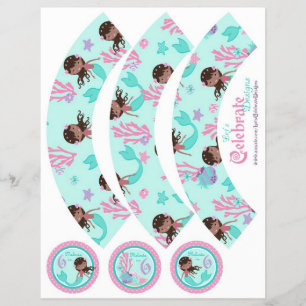 Flyer Pequenos invólucros de Cupcake de Sereia AA6B