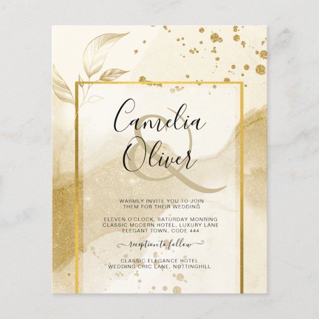 Flyer Pérola Dourada CASAMENTO TINTA Alcoólica Abstrata  (Frente)