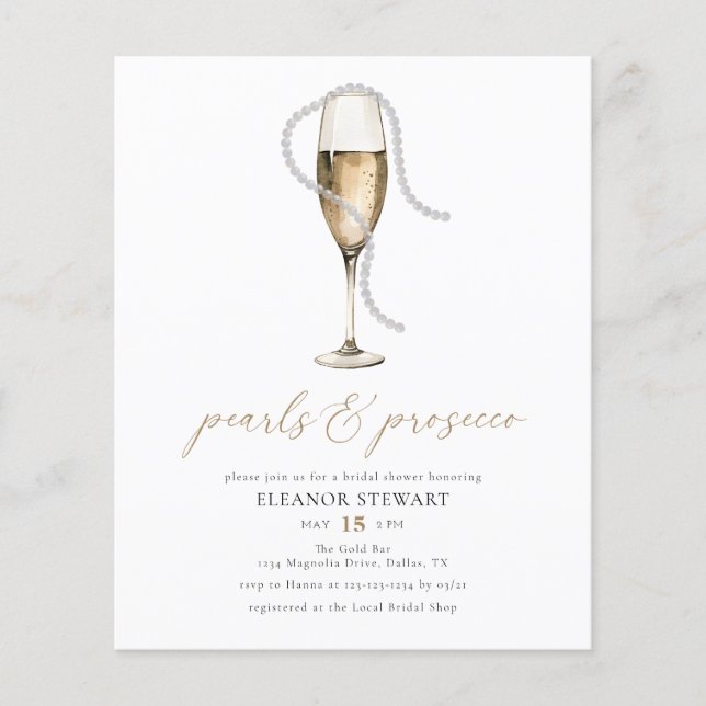 Flyer Pérolas de Aquarela e Chá de panela Prosecco (Frente)