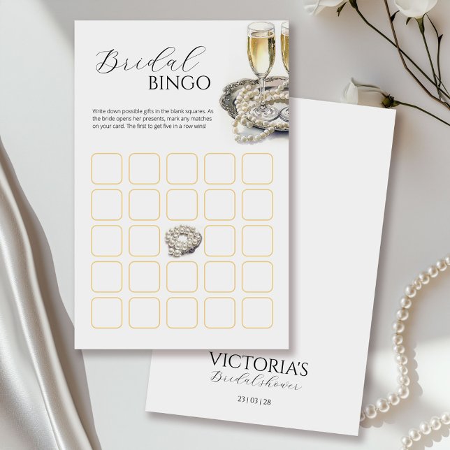 Flyer Pérolas e Jogo de Bingo do Chá de panela Prosecco (Criador carregado)