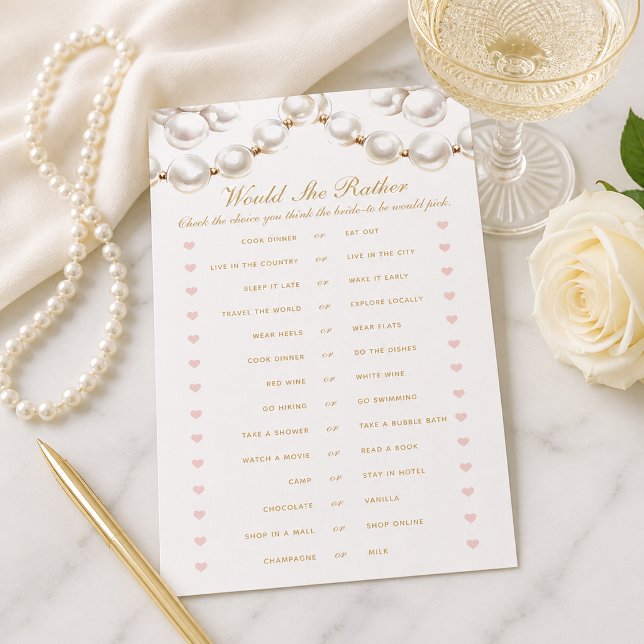 Flyer Pérolas e Prosecco Ela Preferiria Jogar (Pearls and Prosecco Would She Rather Game Flyer)