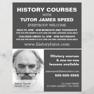 Flyer Personalised Photograph, History Course Advert