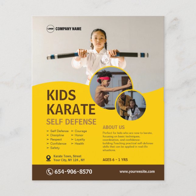 Flyer Personalizado de classe de Karate infantil (Frente)