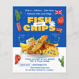 Flyer Personalizar Edição Reino Unido Delicioso Peixe E 