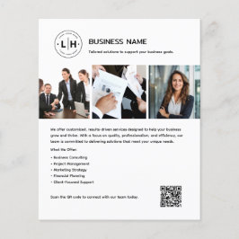 Flyer Personalizar logotipo Foto QR Professional White B