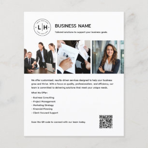 Flyer Personalizar logotipo Foto QR Professional White B