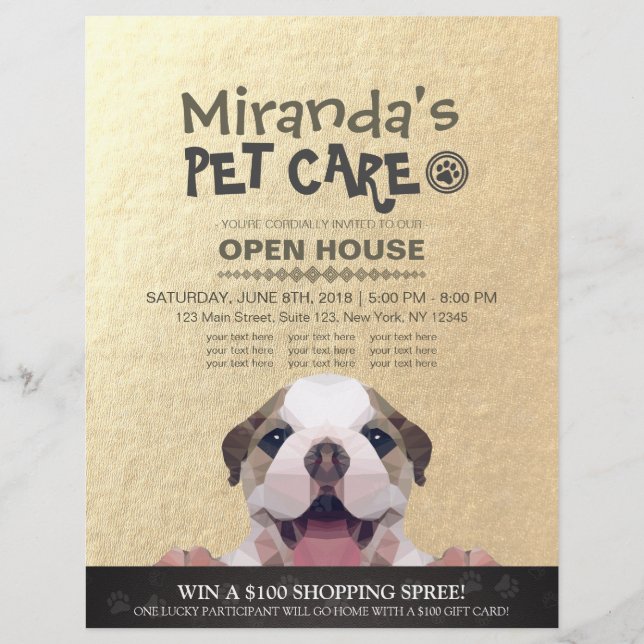 Flyer Pet Care Grooming Compra Pet Beaut Salon Open Hous (Frente)