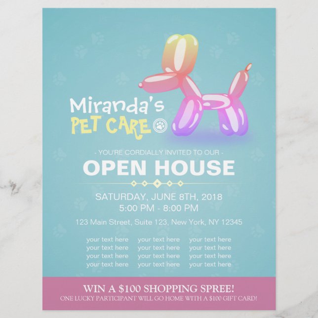 Flyer Pet Care Grooming Compra Pet Beaut Salon Open Hous (Frente)