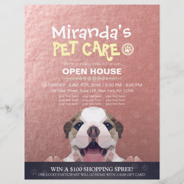 Flyer Pet Care Grooming Compra Pet Beaut Salon Open Hous (Frente)