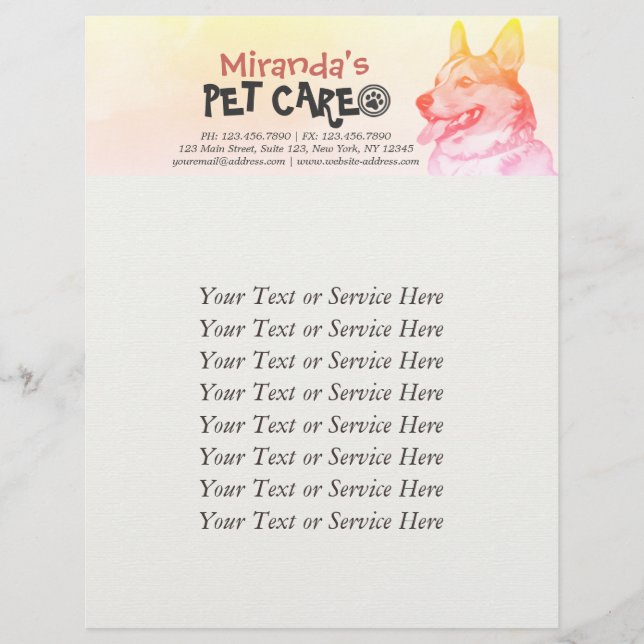 Flyer Pet Care Grooming Sitting Bathing Dog Beausalon (Frente)
