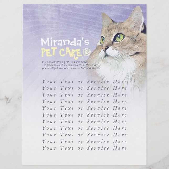 Flyer Pet Care Sentando Banho Alinhando Gato Salão (Frente)