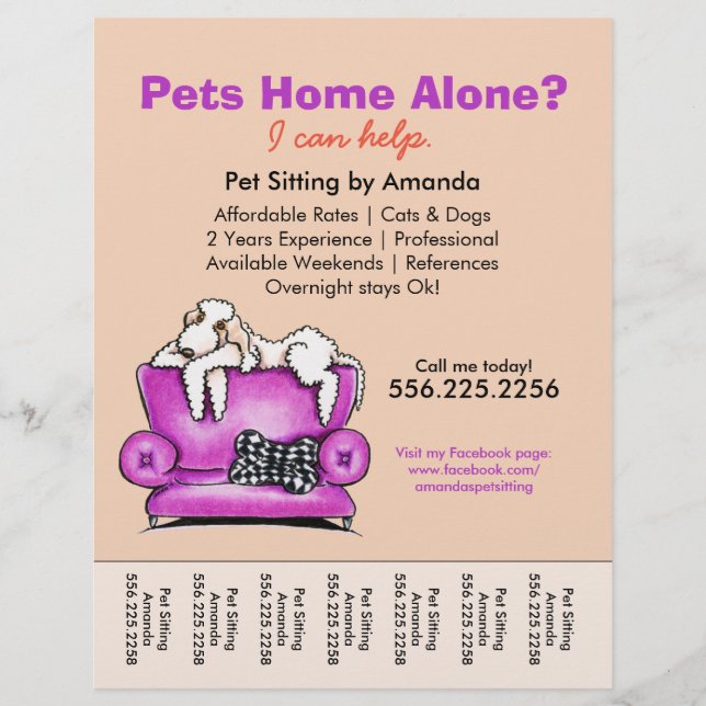 Flyer Pet Sitter Ad White Dog Couve-Placa (Frente)